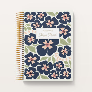 6x9 Daily Planner - Secret Garden Blue Pink Yellow