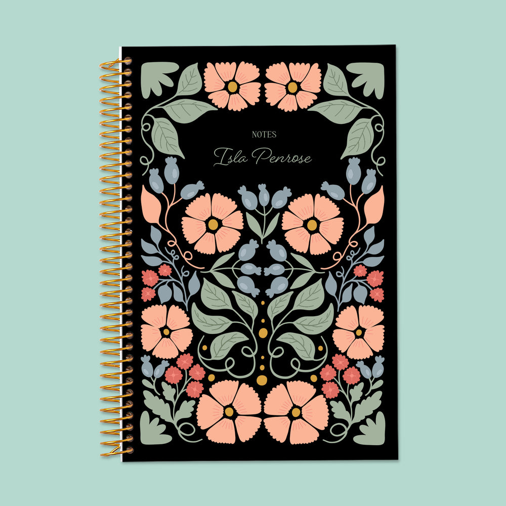 6x9 Notebook/Journal - Secret Garden Midnight Garden