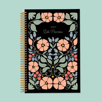 6x9 Notebook/Journal - Secret Garden Midnight Garden