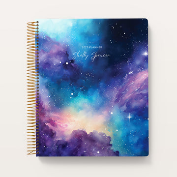 8.5x11 Teacher Planner - Space Galaxy Blue Purple