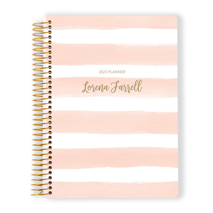 6x9 Student Planner - Pink Watercolor Stripes