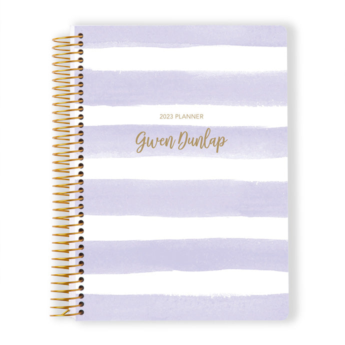 6x9 Weekly Planner - Lavender Watercolor Stripes