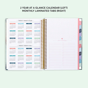 
                  
                    Two-year-at-a-glance reference pages in a 6×9 hardcover Posy planner
                  
                