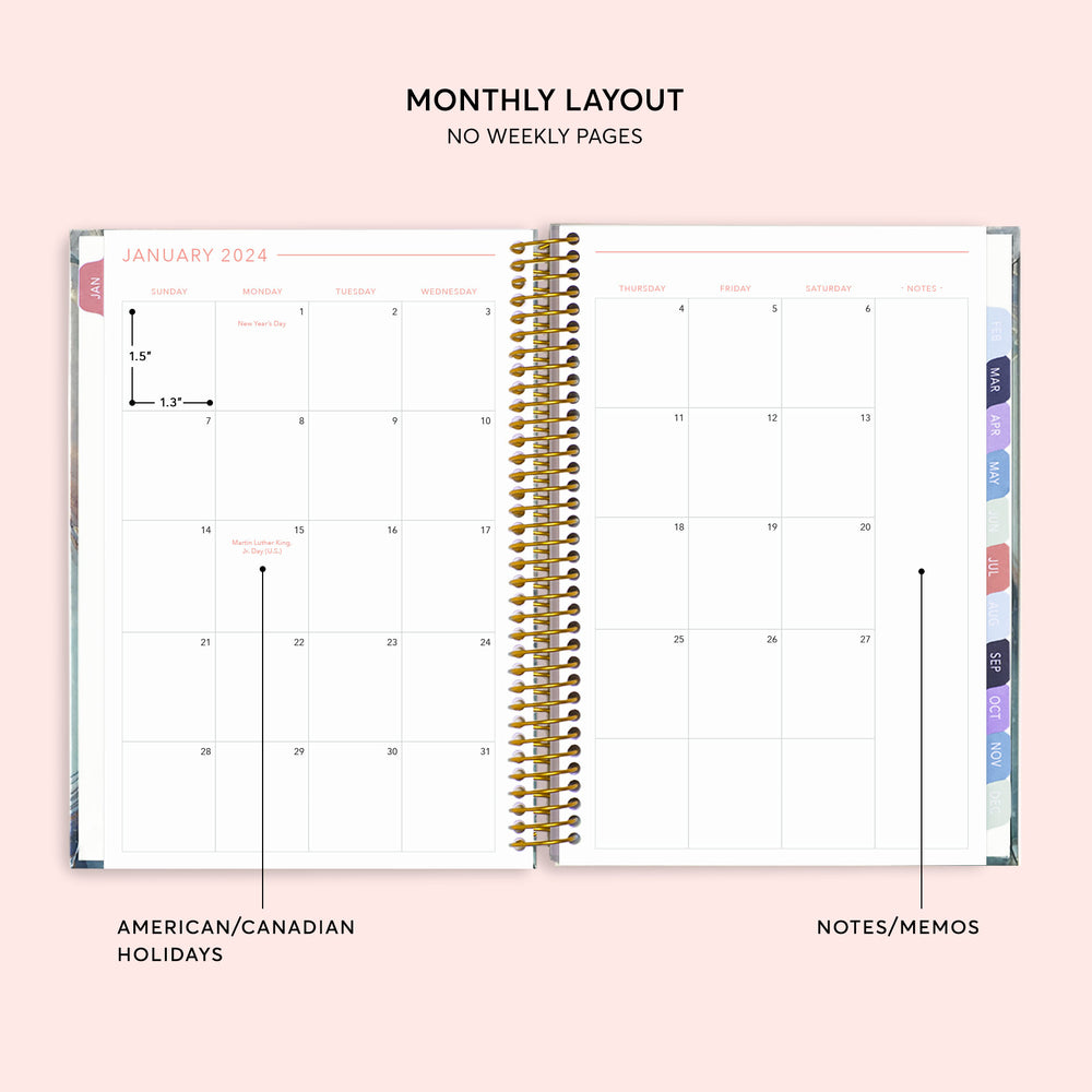
                  
                    6x9 Hardcover Monthly Planner - Aqua Gold Abstract Ink
                  
                