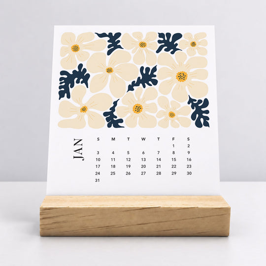 Desk Calendar (Choose Your Start Month) - Artful Flowers