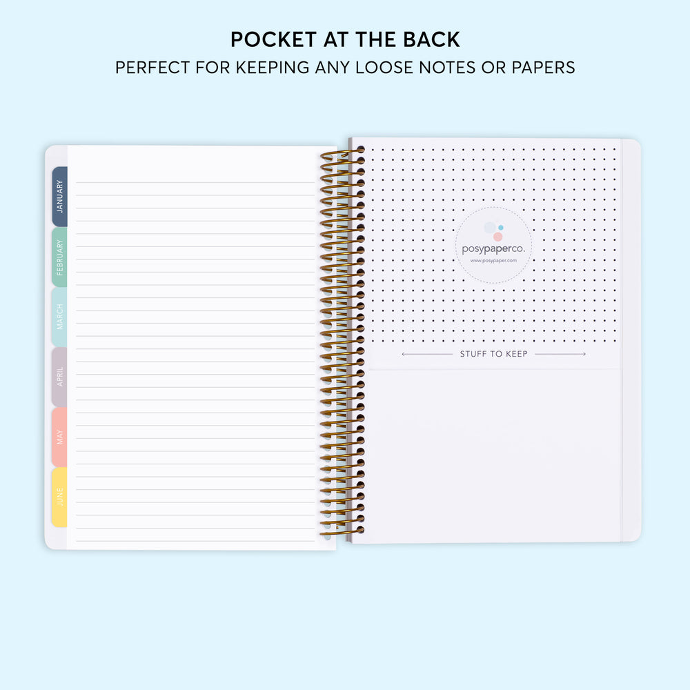 
                  
                    a spiral bound notebook with a dotted page at the back
                  
                