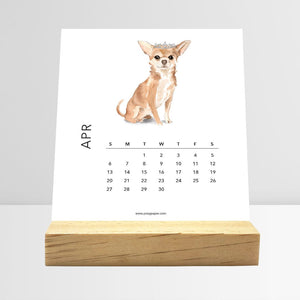 
                  
                    April Dog Breeds desk calendar card with a dog illustration
                  
                