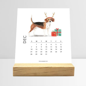 
                  
                    December Dog Breeds desk calendar card with a dog illustration
                  
                