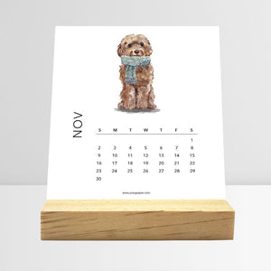 
                  
                    November Dog Breeds desk calendar card with a dog illustration
                  
                