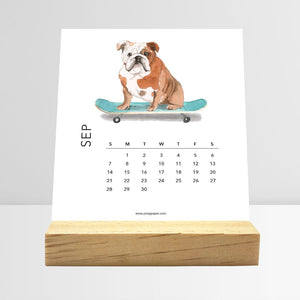
                  
                    September Dog Breeds desk calendar card with a dog illustration
                  
                