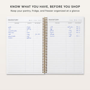 
                  
                    Meal planner inventory pages for pantry, fridge and freezer items.
                  
                