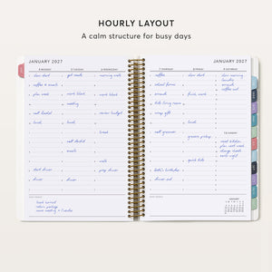 
                  
                    Hourly weekly planner spread with timed appointments, handwritten plans and a to-do list.
                  
                