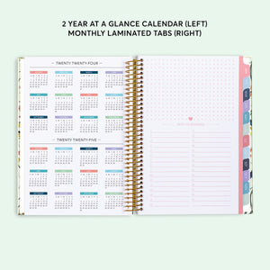 
                  
                    Two-year-at-a-glance reference pages in a 6×9 hardcover Posy planner
                  
                