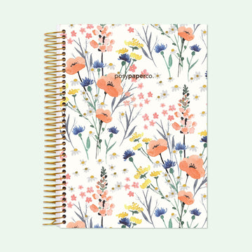 6x9 Hardcover Student Planner - Field Flowers Blue