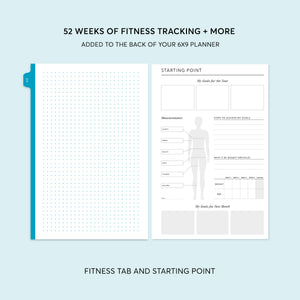 
                  
                    Fitness tab and starting point pages for a 6×9 planner
                  
                