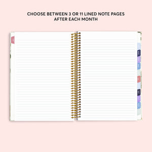 
                  
                    Lined notes pages inside a 6×9 hardcover Posy planner
                  
                