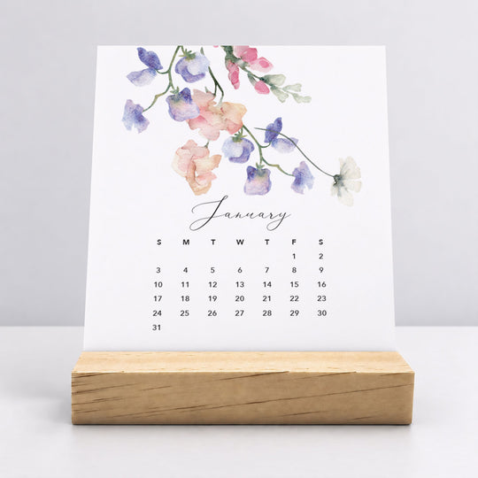 Desk Calendar (Choose Your Start Month) - Flirty Florals
