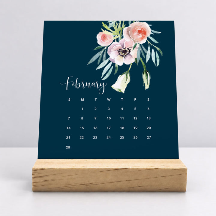 Desk Calendar (Choose Your Start Month) - Floral