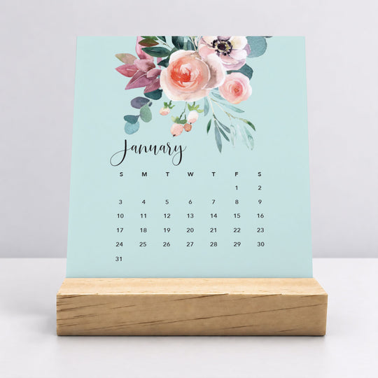 Desk Calendar (Choose Your Start Month) - Floral