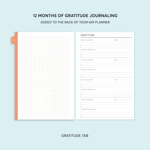 
                  
                    Gratitude tab for the 6×9 gratitude planning section
                  
                