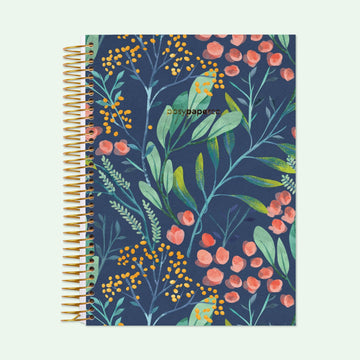 6x9 Hardcover Student Planner - Navy Watercolor Floral