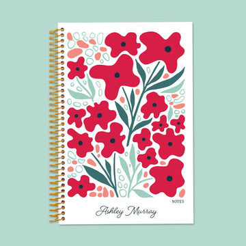 6x9 Notebook/Journal - Artful Flowers Red Flowers