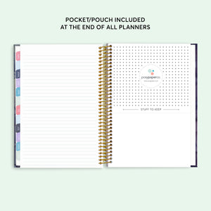 
                  
                    Storage pocket inside a 6×9 hardcover student planner
                  
                