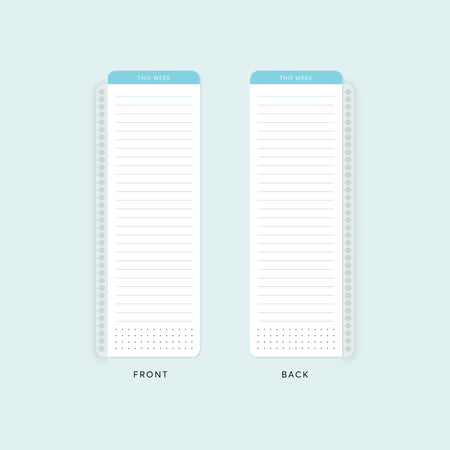 Light blue pagemarker offers a smudge-resistant, wet-erase surface to jot down key notes and reminders while keeping your week in view.