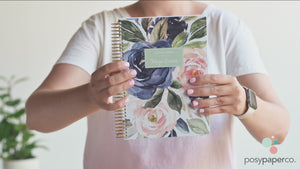 
                  
                    Load and play video in Gallery viewer, 6x9 Weekly Planner - Navy Blue Pink Watercolor Floral
                  
                