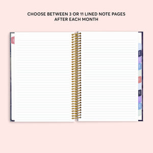 
                  
                    Lined notes pages inside a 6×9 hardcover Posy planner
                  
                