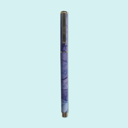 Posy Paper Co purple blue flowing ink rollerball point pen.