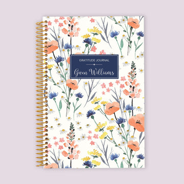 6x9 Gratitude Journal - Field Flowers Blue