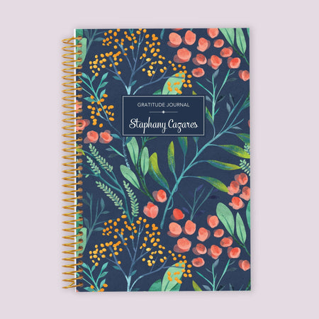 6x9 Gratitude Journal - Navy Watercolor Floral