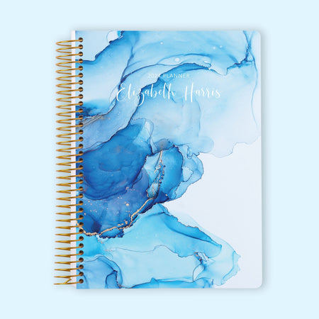 6x9 Monthly Planner - Blue Abstract Ink