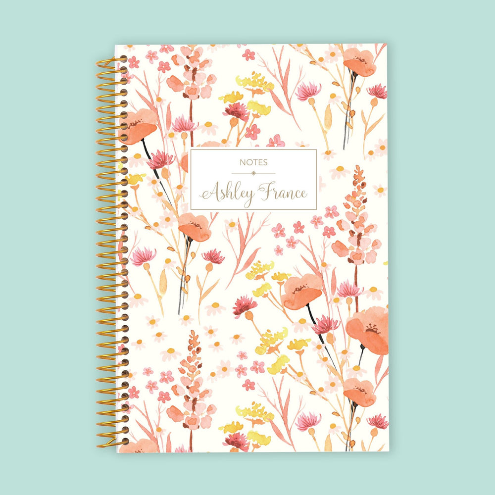6x9 Notebook/Journal - Field Flowers Pink