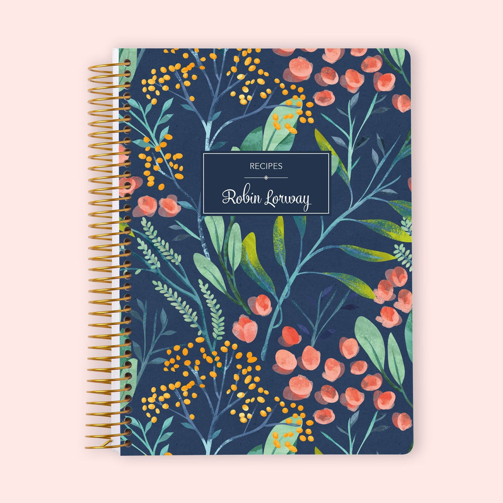 
                  
                    Personalized Recipe Book - Navy Watercolor Floral
                  
                