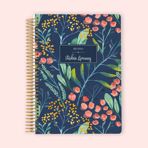 
                  
                    Personalized Recipe Book - Navy Watercolor Floral
                  
                
