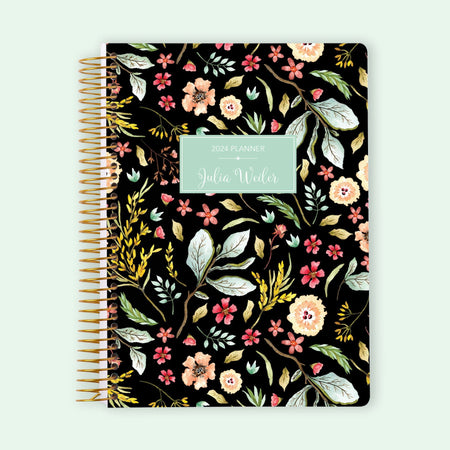 6x9 Student Planner - Black Meadow Floral