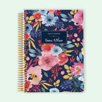6x9 Student Planner - Navy Blue Pink Watercolor Floral