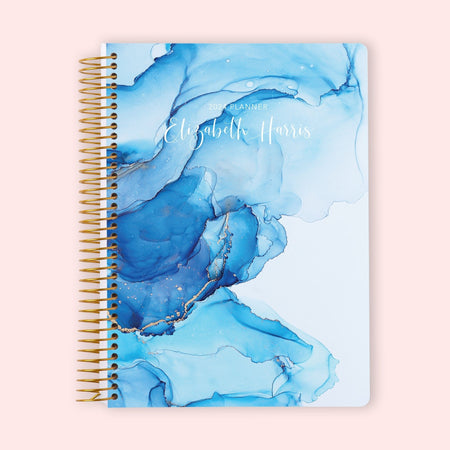 6x9 Weekly Planner - Blue Abstract Ink