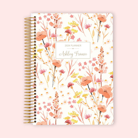 6x9 Weekly Planner - Field Flowers Pink