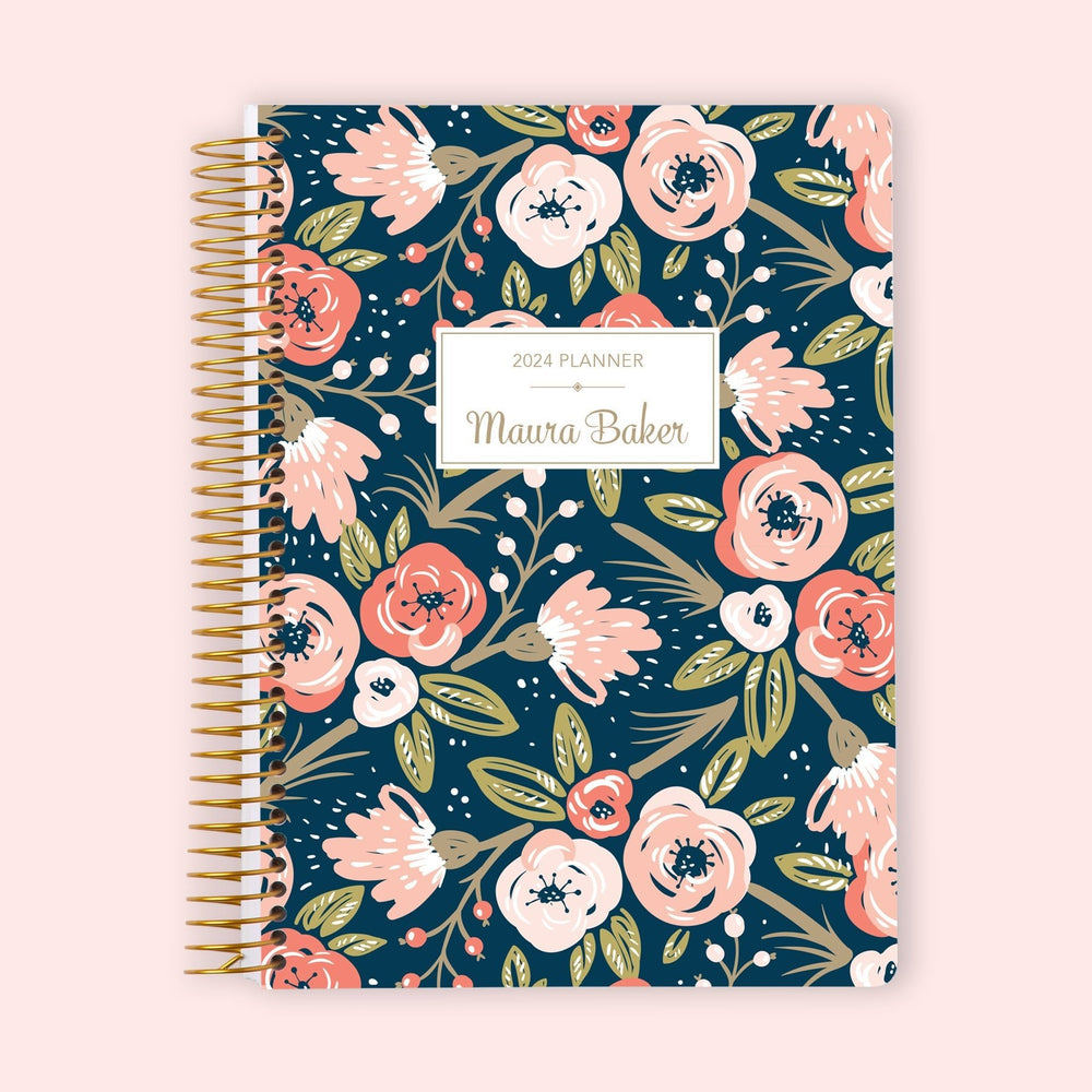 6x9 Weekly Planner - Navy Pink Gold Floral
