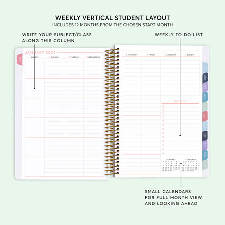 6x9 Student Planner - Blue Lavender Watercolor Gradient