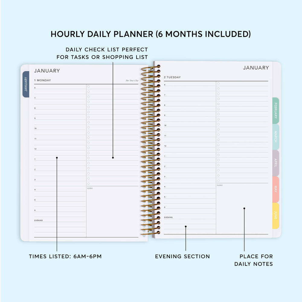 6x9 Daily Planner - Field Flowers Pink