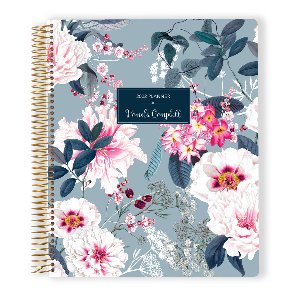 8.5x11 Monthly Planner - Blue Elegant Floral
