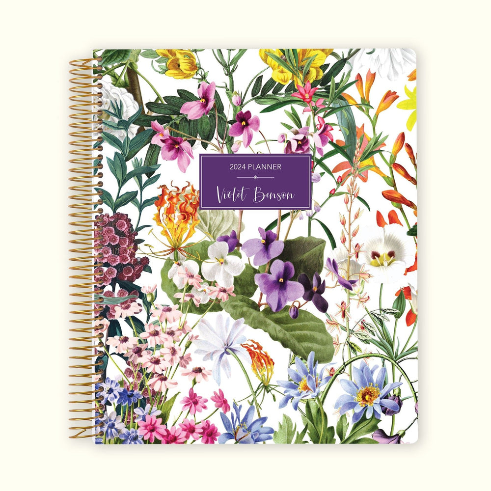 8.5x11 Monthly Planner - Colorful Florals White