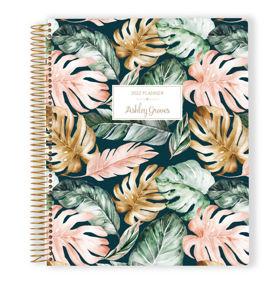 8.5x11 Monthly Planner - Green Blush Gold