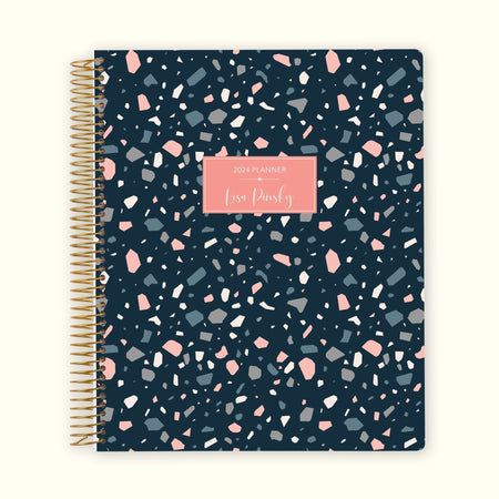 8.5x11 Monthly Planner - Navy Terrazzo