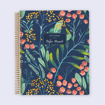 8.5x11 Student Planner - Navy Watercolor Floral