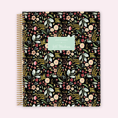 8.5x11 Teacher Planner - Black Meadow Floral